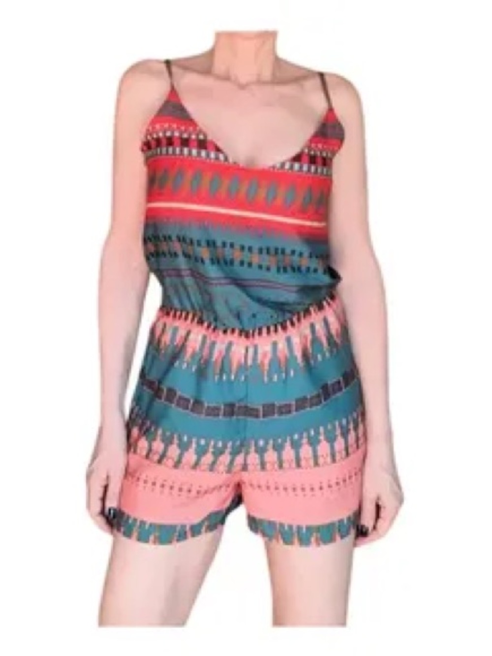 Trafaluc Zara | Aztec Print Cami Shorts Romper